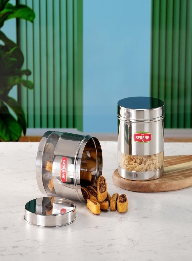 Serene 1202 Stainless Steel See-Through Storage Containers | Premium Modular Airtight Jars for Spices, Snacks, Grains & Groceries | Durable Steel Kitchen Pantry Organisers | Pack of 2 - Image 5
